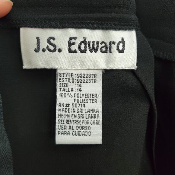 J.S. Edward Black Lightweight Sheer Panel Wide Leg Pants Size 14 - Picture 9 of 10